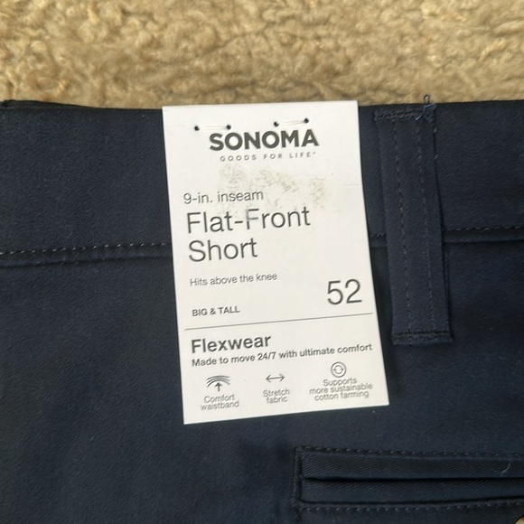 NWT Big & Tall Sonoma Flexwear Flat-Front Dark Sapphire Shorts (52) - Picture 3 of 5